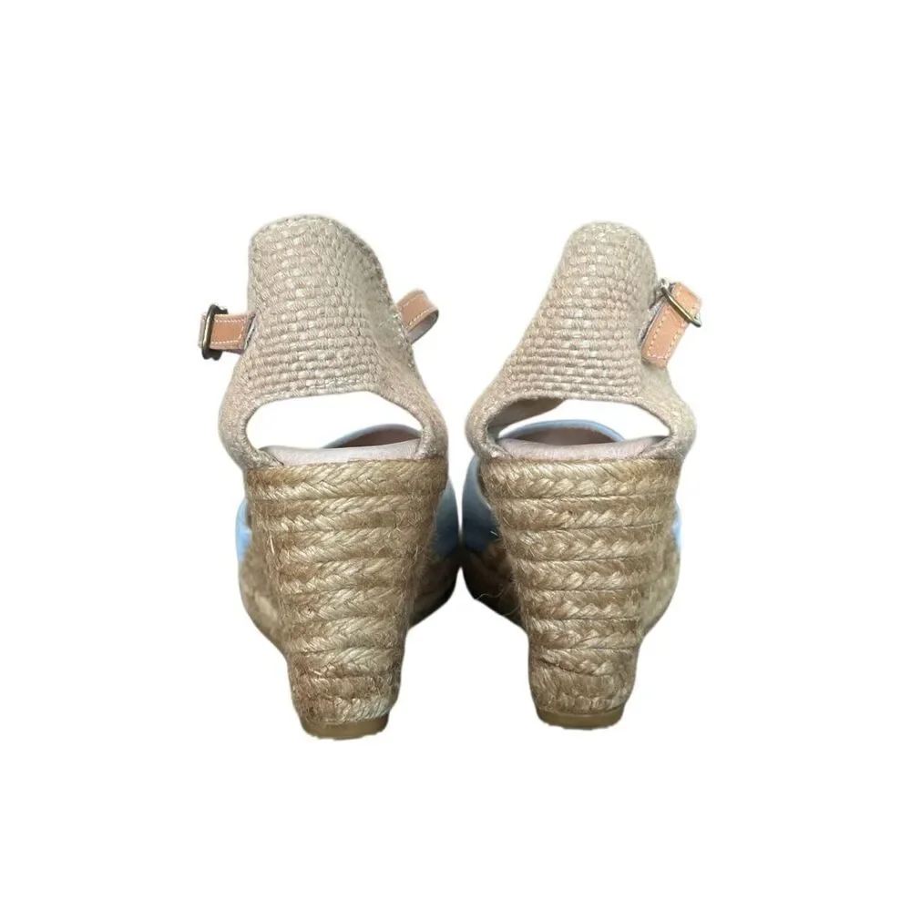 Anthropology Anthro Gaimo Blue Nubuck Jute Wedge Espadrille. Size 9.5 / 41